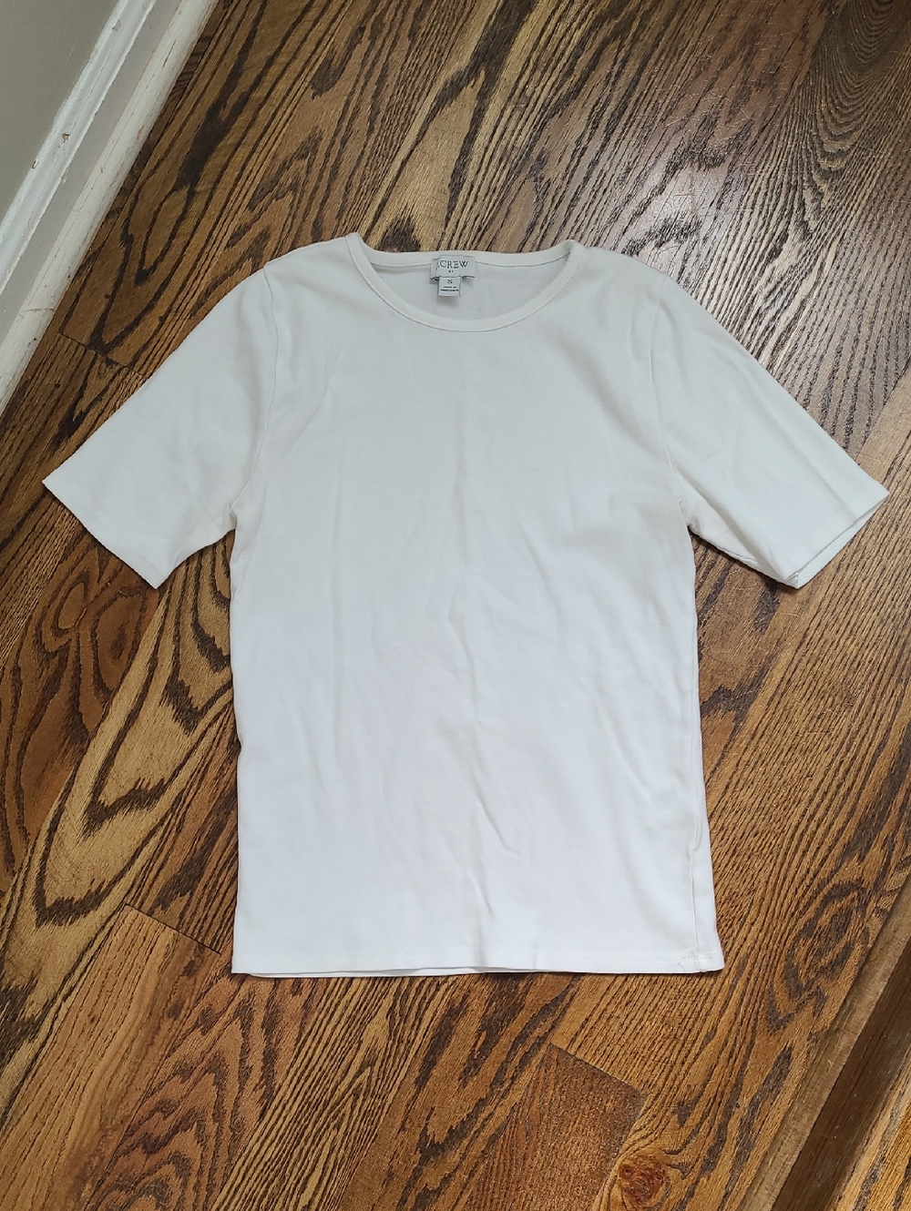 J. Crew Factory Elbow Length Sleeve Crewneck T-Shirt in White